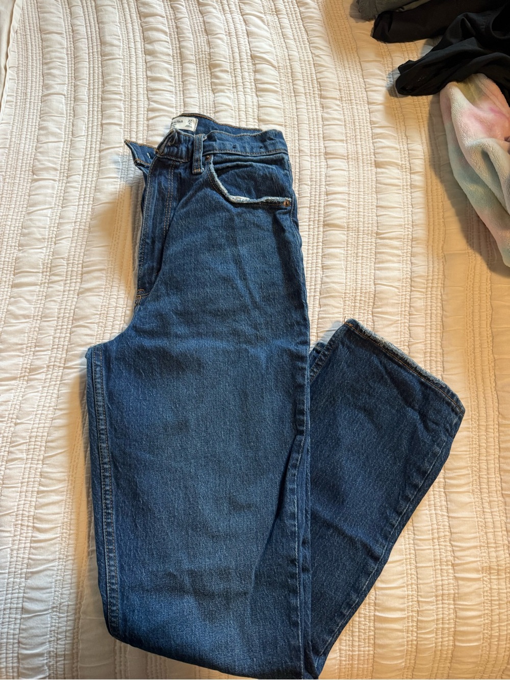 Abercrombie & Fitch Women's Straight Leg Jeans — High rise curve love dark blue